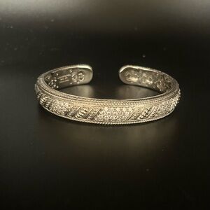 Judith ripka cz and sterling silver hinged cuff bracelet